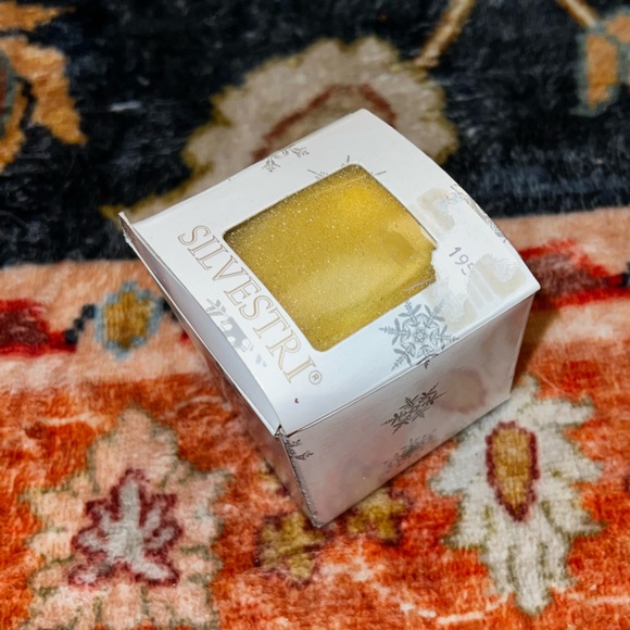 Vintage Silvestri Glass Christmas Ornament Clear Gold Santa Charm In Box - Picture 5 of 10